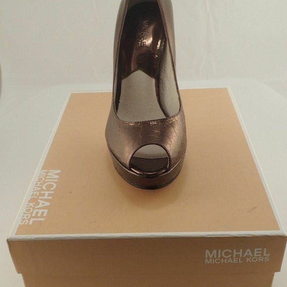 NIB MICHAEL KORS MK 40H2YOHP1E COCOA PLATFORMS 9.5 - Picture 2 of 8